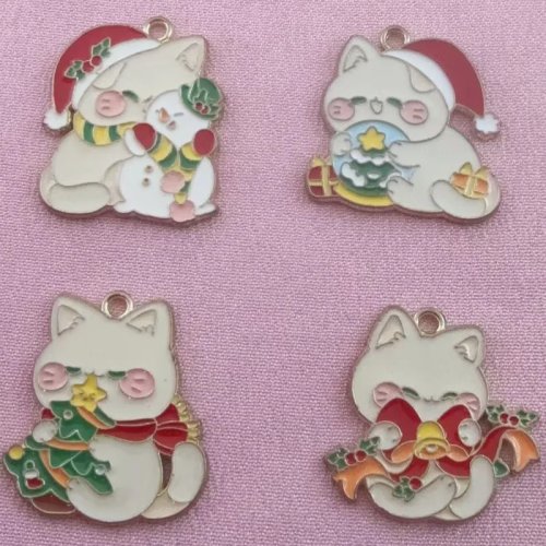 10개입 크리스마스 펭귄·고양이 참, 합금 DIY 부자재 귀걸이·키링 펜던트