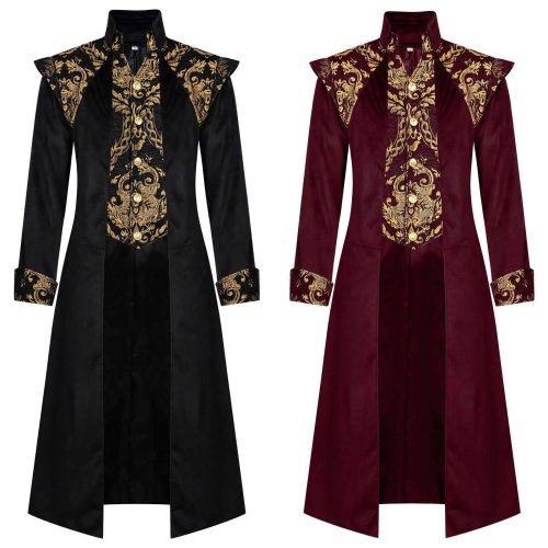 Veste queue-de-pie steampunk victorienne vintage broderie brocard doré costume gothique