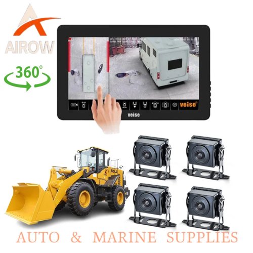 Airow Auto AI Sistema de Câmara para Camião BirdView Câmara de Marcha-Atrás para Autocarro, Camião, Caravana, Autocaravana, Escavadora, Bulldozer, Máquina de Movimentação de Terras