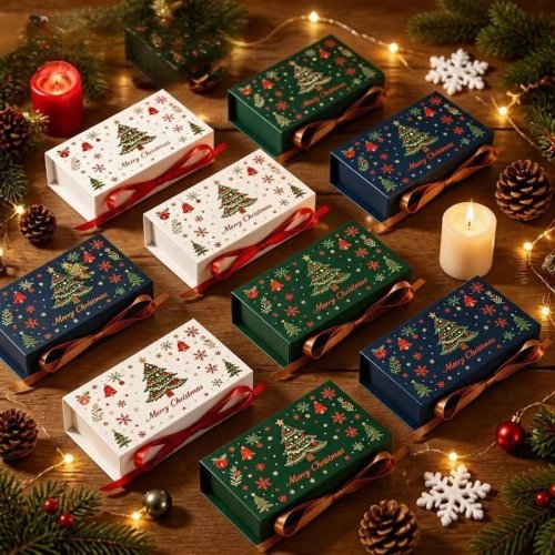 5-40 pzas. Cajas navideñas para dulces y chocolates, regalo para Nochebuena, fiesta, árbol y decoración del hogar