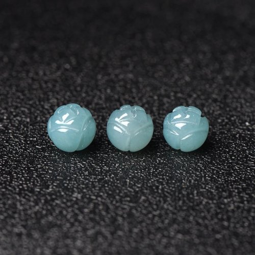 10 Buah Manik Giok Alami Zamrud Biru Teratai Air Mutiara 8-12mm Aksesori DIY Gelang Anting Liontin Perhiasan Keberuntungan Jimat