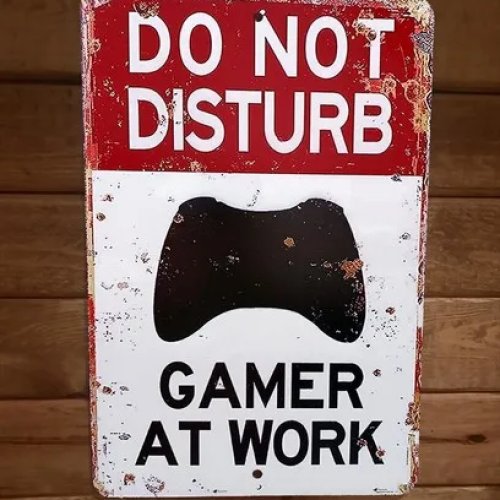 Letrero de metal 'No molestar, gamer trabajando' – Póster de videojuegos para pared
