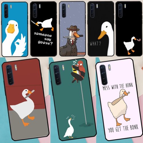 Funda para celular con lindo ganso de caricatura para OPPO A80 A40 A60 A5 A6 Pro A15 A17 A57 A16 A76 A96 A18 A38 A58 A78 A98 A54 A74 A94