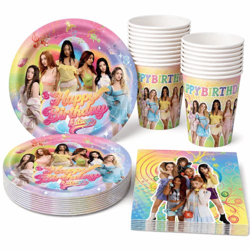 Set de table anniversaire K-pop Katseye – gobelets, assiettes et serviettes jetables, accessoires de fête et baby shower