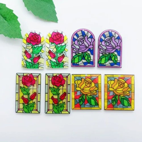 10 chiếc khuyên tai hoa lượn sóng bằng acrylic/acetate, phong cách Trung Hoa mới, vẽ tay, phụ kiện trang sức DIY cho nữ