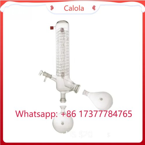 Set evaporatore rotante con condensatore verticale, vetreria da laboratorio per distillazione con pallone di evaporazione e valvola di sfiato