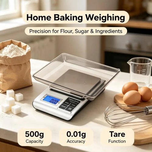 Bilancia Digitale Portatile in Acciaio Inossidabile 500g/0,01g, Bilancia Elettronica Multifunzione per Gioielli, Oro, Caffè, Cucina, Alimenti
