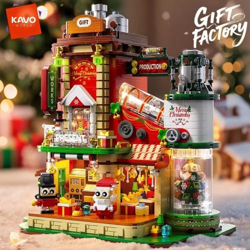 Set de briques de construction Maison-usine de cadeaux de Noël KAVOWORLD, 2782 pièces jouet à assembler DIY pour cadeau et déco
