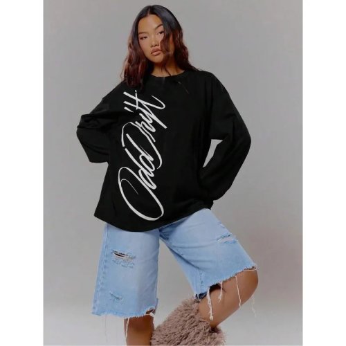 Damen T-Shirt Y2K Großer Musterdruck Lässig Locker Unisex Streetwear Neu