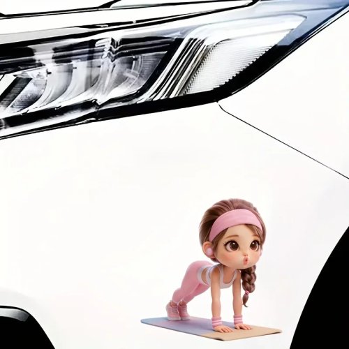 Pegatina de vinilo impermeable 2D plana de chica fitness adorable para coche moto móvil portátil botella pared