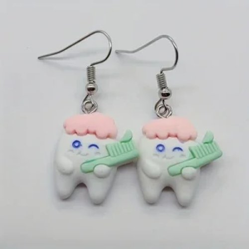 Pendientes de dientes de resina, 10 uds – Pendientes para mujer, regalo original