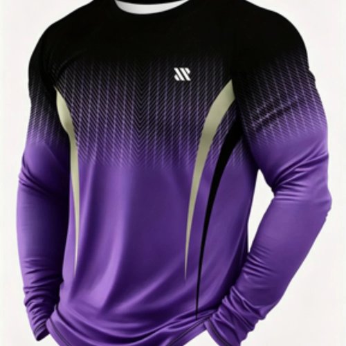 Unisex sportshirt met lange mouwen en gradiëntpatroon - Ademend en comfortabel voor casual gebruik