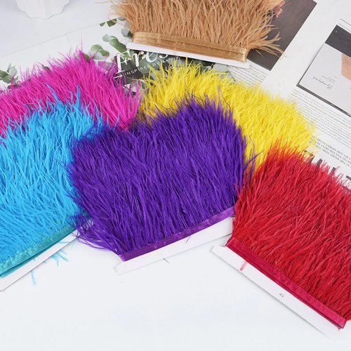 Nastro di piume di struzzo con nappa, decorazione per cucito soffice, 8-10 cm di larghezza, 1 metro