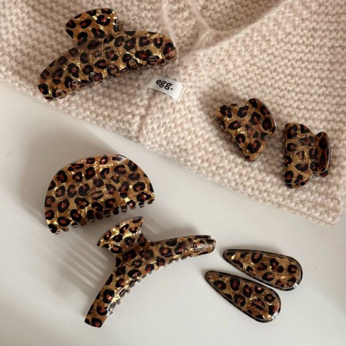 Women's Leopard Print Acetate Hair Claw Clip Luxury Half-Up Hair Accessory Chic Bangs Clip