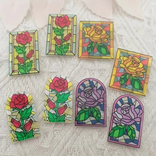 10 peças joalharia pingente acrílico preto estilo campestre com padrão de flor arqueada