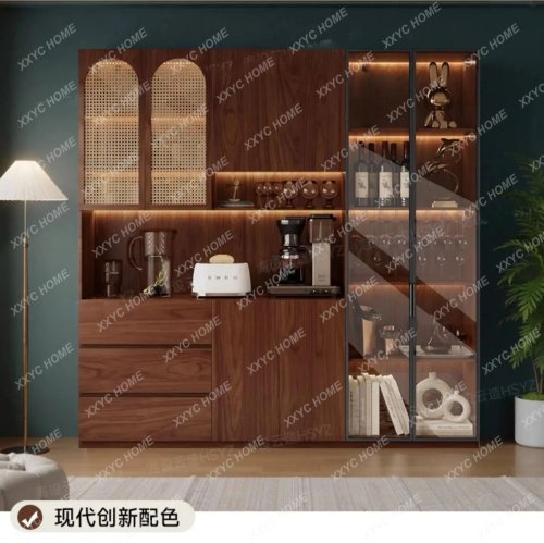 Custom Solid Wood Dining Side Cabinet, Antique Style Living Room Wall Storage Cabinet