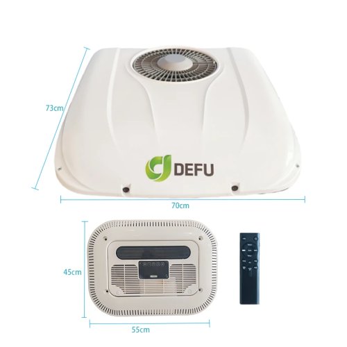 Ar condicionado de estacionamento de teto elétrico 12V/24V para furgão e camião, com comando, sem escovas, sopro automático