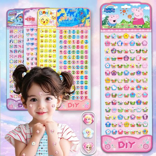 Stiker Anak Kartun Akrilik Diamond 3D Buatan Tangan Pony Princess Gem Set