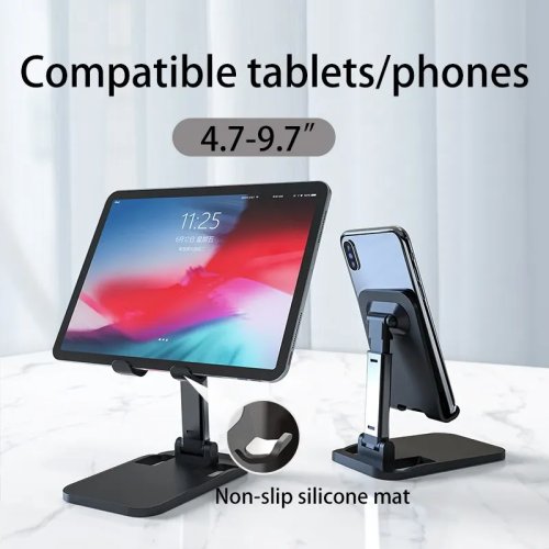 Soporte plegable ajustable para celular y tablet de escritorio, iPhone Samsung Xiaomi Huawei