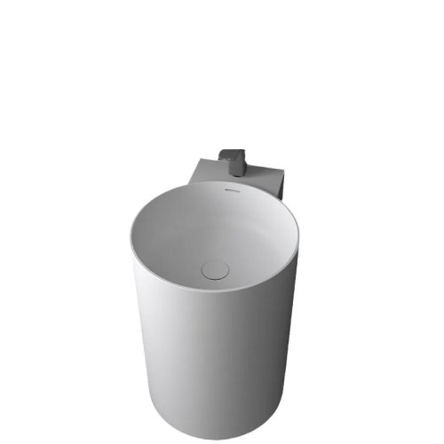 Lavabo de piedra artificial de pared con encimera y columna integradas para hogar, hotel, B&B