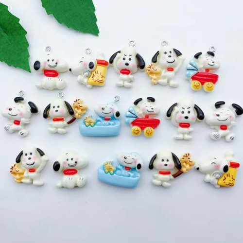 12Pcs Resin Cartoon Dog Pendant, DIY Jewelry Making Earrings, Keychain Accessories