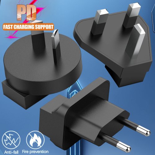EU/UK/AU sneloplader-adapter voor iPhone, MacBook, telefoon, tablet en laptop – universele opvouwbare vervangende adapter