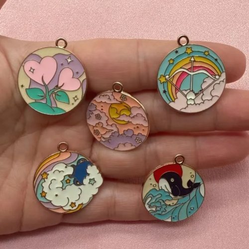 10 piezas Colgante Delfín Amor Arcoíris DIY Accesorios de Joyería de Aleación para Pendientes, Collar, Llavero