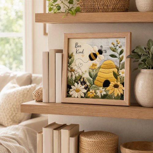 Kit DIY de punch needle con abeja, panal, girasol y margarita, cuadro mural texturizado 3D, decoración rústica, marco de madera, regalo