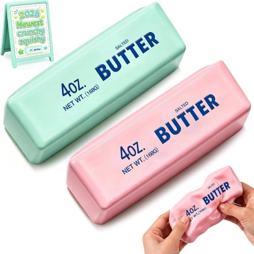 Squishy ASMR Crunchy Butter con perline, giocattolo antistress a risalita lenta (blu + rosa)