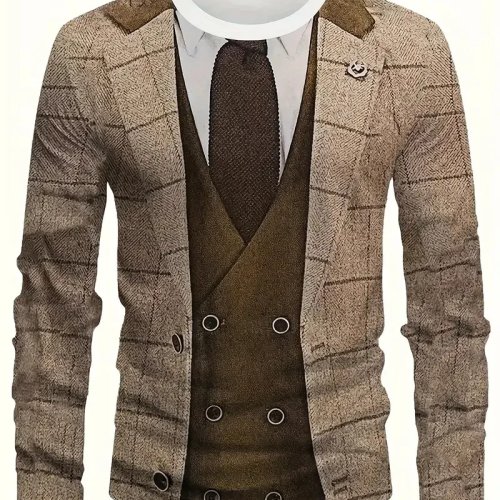 T-shirt Uomo Maniche Lunghe Stampa 3D Abito Smoking Realistico Casual Streetwear Cosplay
