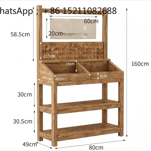 SCY Lemari Pajangan Kayu Elm Wabi-Sabi, Rak Display Produk Premium