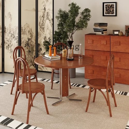 Juego de mesa y sillas comedor de madera maciza, mesa de comedor larga para casa, madera de cerezo