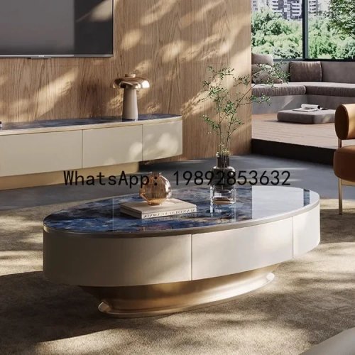 H5.18 Rock Slab Round Coffee Table for Living Room, New Arrival