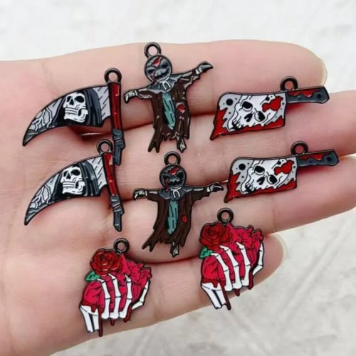 10 шт. подвески из сплава Halloween DIY скелет нож роза призрак для брелока серёг бижутерии рукоделия