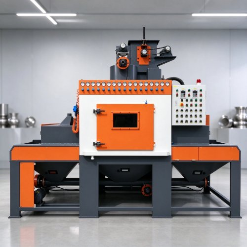 Mesin Sandblasting Otomatis Kontrol PLC Kering Efisiensi Tinggi dengan Steel Grit untuk Casing Ponsel Logam, Kaca, dan Sistem Konveyor Mesin