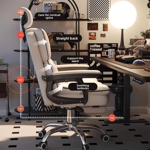 Sedia da ufficio ergonomica reclinabile, comoda sedia gaming per dormitorio, camera da letto, uso prolungato del computer