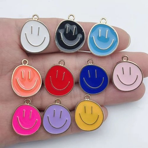 10 chiếc Mặt Dây Chuyền Smiley Hợp Kim Tráng Men – Mặt Dây Nhỏ Bất Đối Xứng cho DIY Bông Tai & Vòng Cổ, Phụ Kiện Trang Sức Cá Nhân Hóa