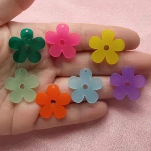 10個 アクリル 両面 ジェリーカラー 梅の花 五弁花 ペンダント イヤリング ヘアアクセサリー DIY用