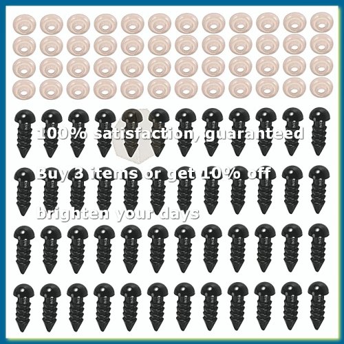 100 ojos de seguridad de plástico con arandelas para ganchillo y amigurumi (6 mm/0,24 pulg.)