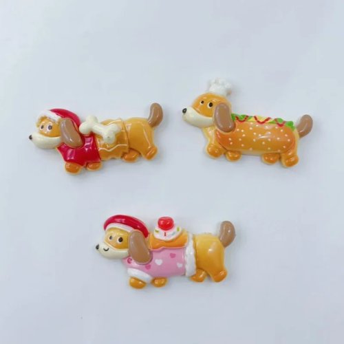 6개 귀여운 닥스훈트 레진 펜던트 DIY 주얼리 만들기 플랫백 핸드메이드 장식 액세서리