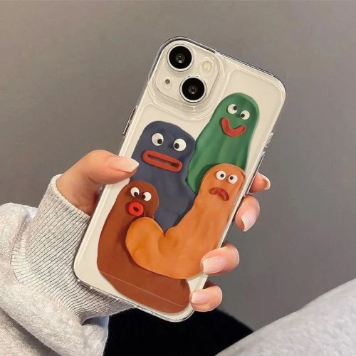 غطاء هاتف شفاف بتصميم Silly Putty مرح لآيفون 11 12 13 14 15 16 برو ماكس XR X XS ميني 8 7 بلس SE 2020