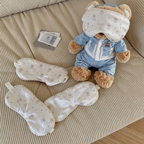 Mascherina per dormire in seta fredda da donna, carina e senza pressione, blocca la luce, traspirante per viaggi e sonnellini in ufficio