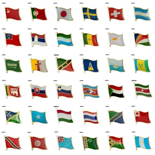 دبوس طية صدر السترة بشعار العلم وأيقونات، بروش
