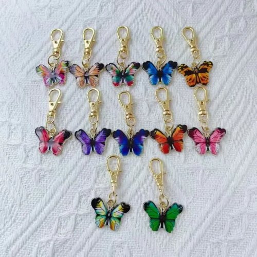Llavero de Mariposa Multicolor de Aleación, Set de 12, para Bolsos y Móviles, Regalo