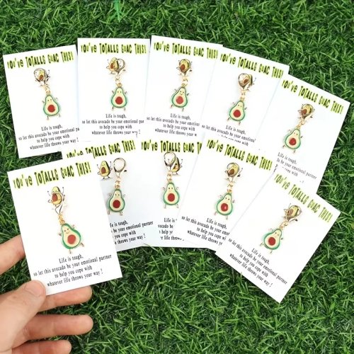10 llaveros de aguacate con tarjetas emocionales, regalo de amistad para cumpleaños, bodas, graduaciones, fiestas, familia, amigos, parejas, Halloween y Navidad