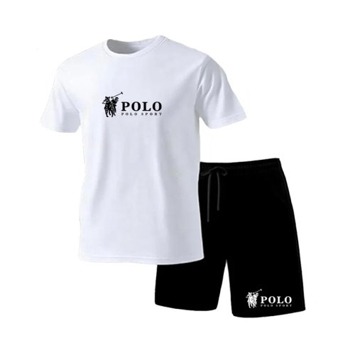Ensemble Polo Sport Homme Manches Courtes T-Shirt et Short Été Décontracté Respirant 2 Pièces Tenue Streetwear Survêtement