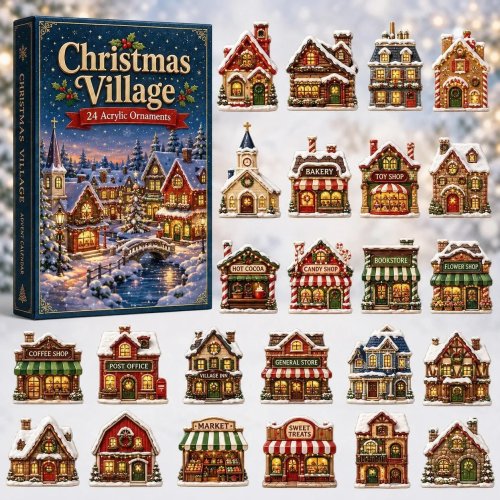 24-Tage-Mini-Weihnachts-Adventkalender aus Bausteinen – Baubare Brick-Ornamente mit Aufhängeschlaufen, Weihnachts-Countdown-Deko