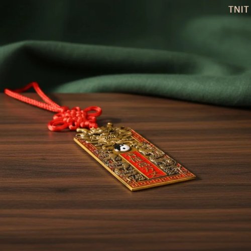 Pendente in Metallo Bagua Qilin Drago Verde - Amuleto Protezione per la Casa
