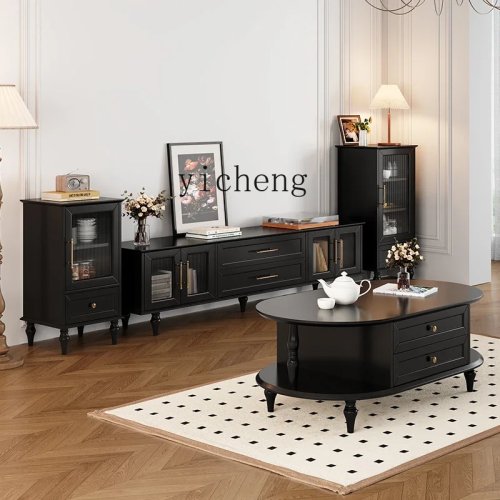 Conjunto de mesa de centro e móvel de TV em estilo mid-century para apartamentos pequenos