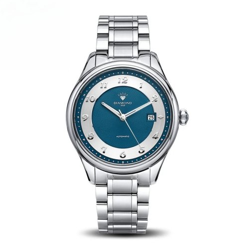 Đồng hồ nam cơ học Shanghai Diamond cổ điển chống nước, lịch, mặt thép, phong cách công sở S107